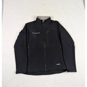 Patagonia Jacket Mens Large Black Guide Soft Shell Zip Up Embroidered